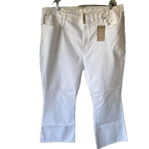 Madewell Cali Demi-Boot Cropped Jeans‎ in Pure White Raw-Hem Edition Capri pants - Picture 2 of 9